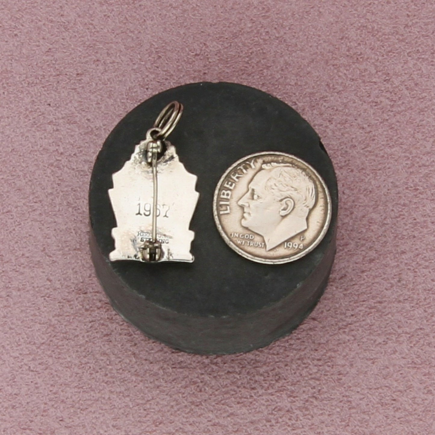 sterling silver vintage 1967 swim team lapel pin charm pendant