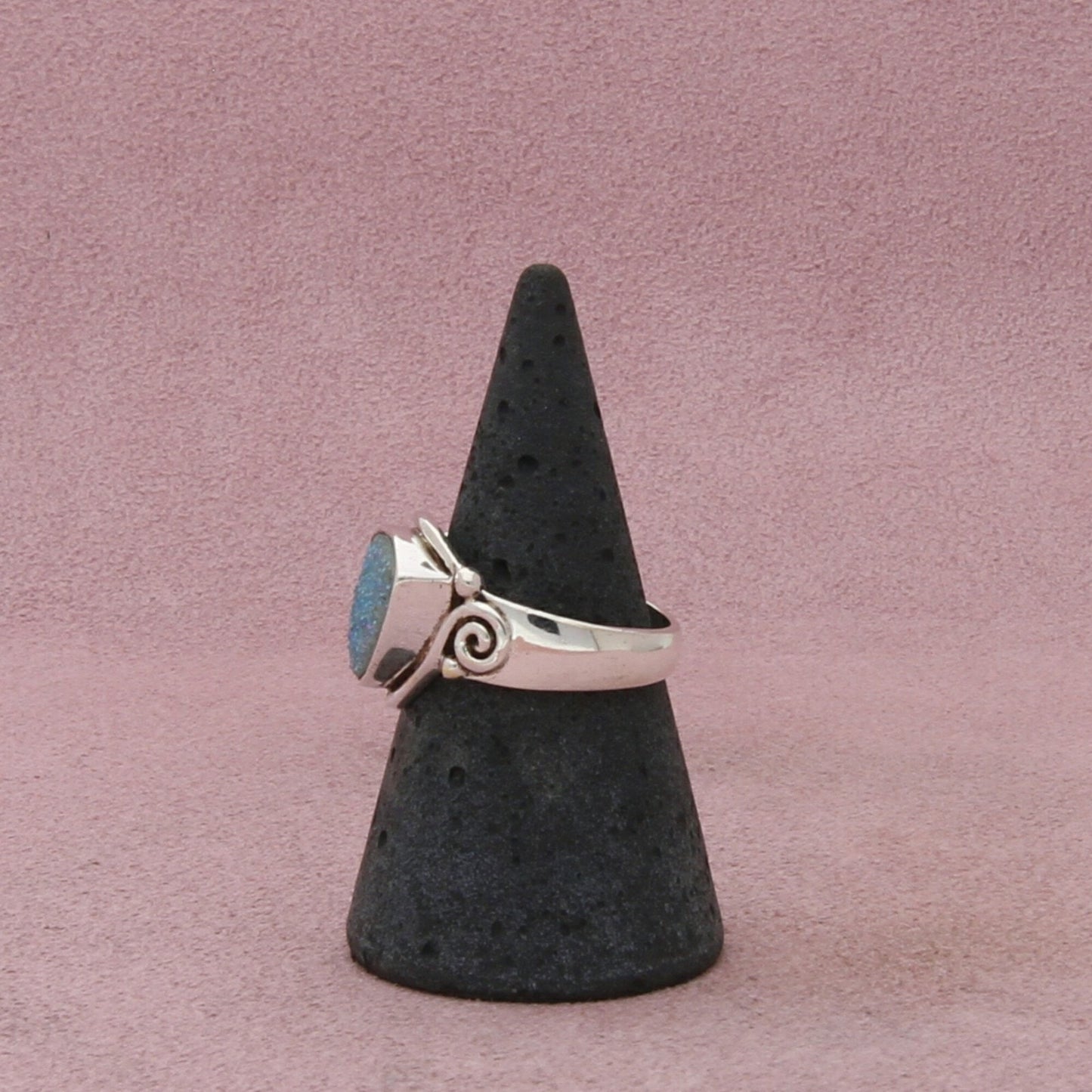 sajen sterling silver blue druzy swirl ring size 7