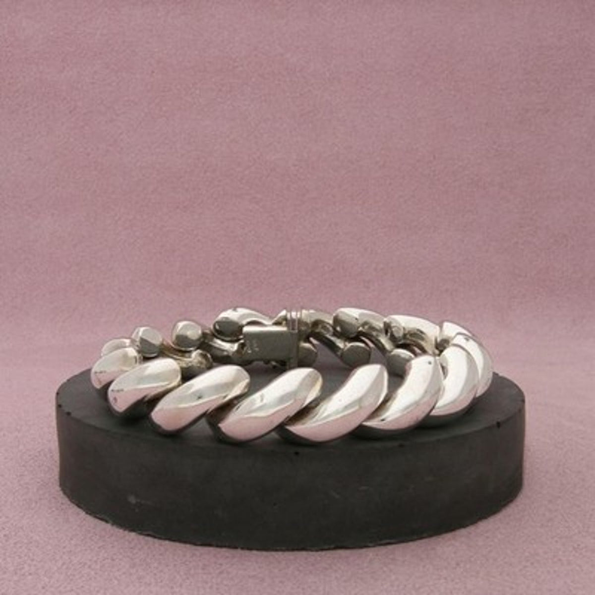 Sterling Silver Italy Chunky 13mm San Marco Link Bracelet Size 7in