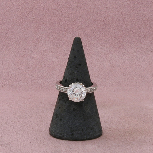 sterling silver round-cut cz engagement ring size 6