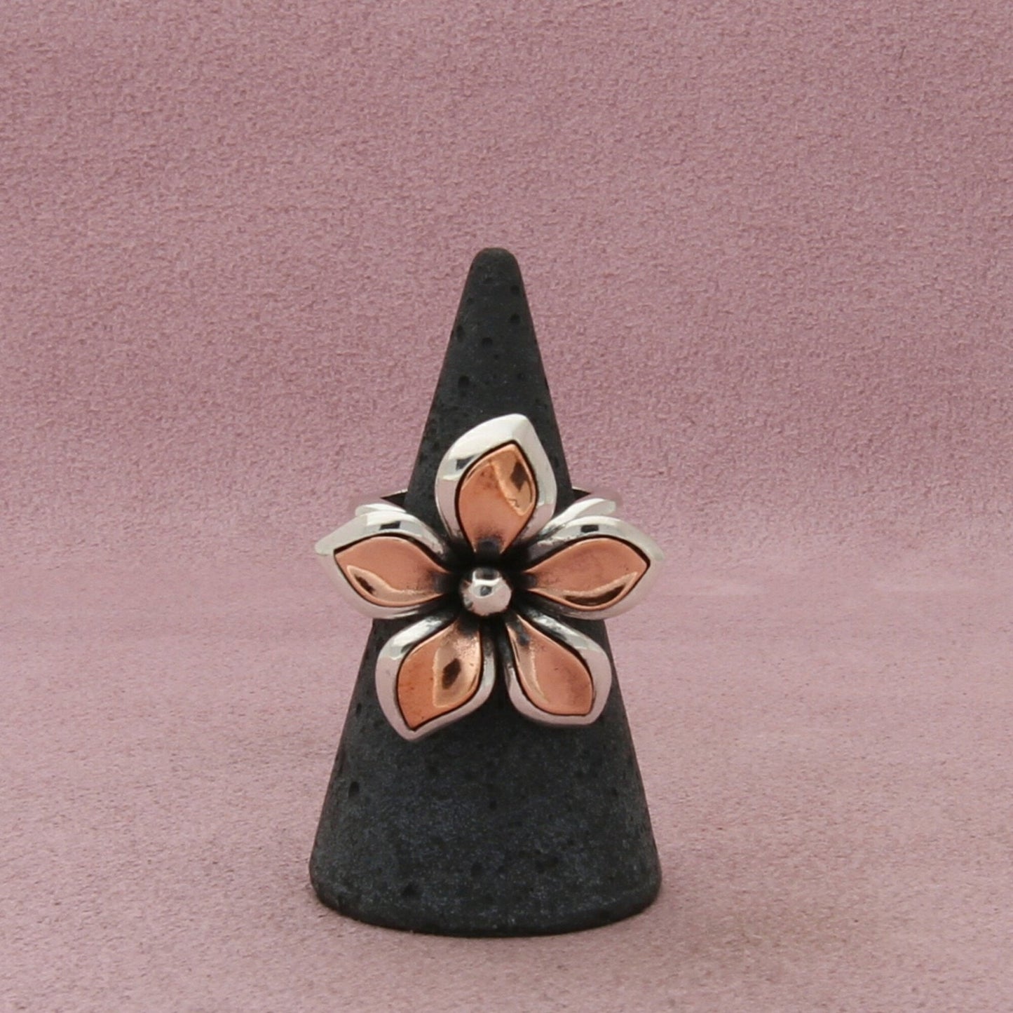 james avery sterling silver & copper retired flower ring size 5.25