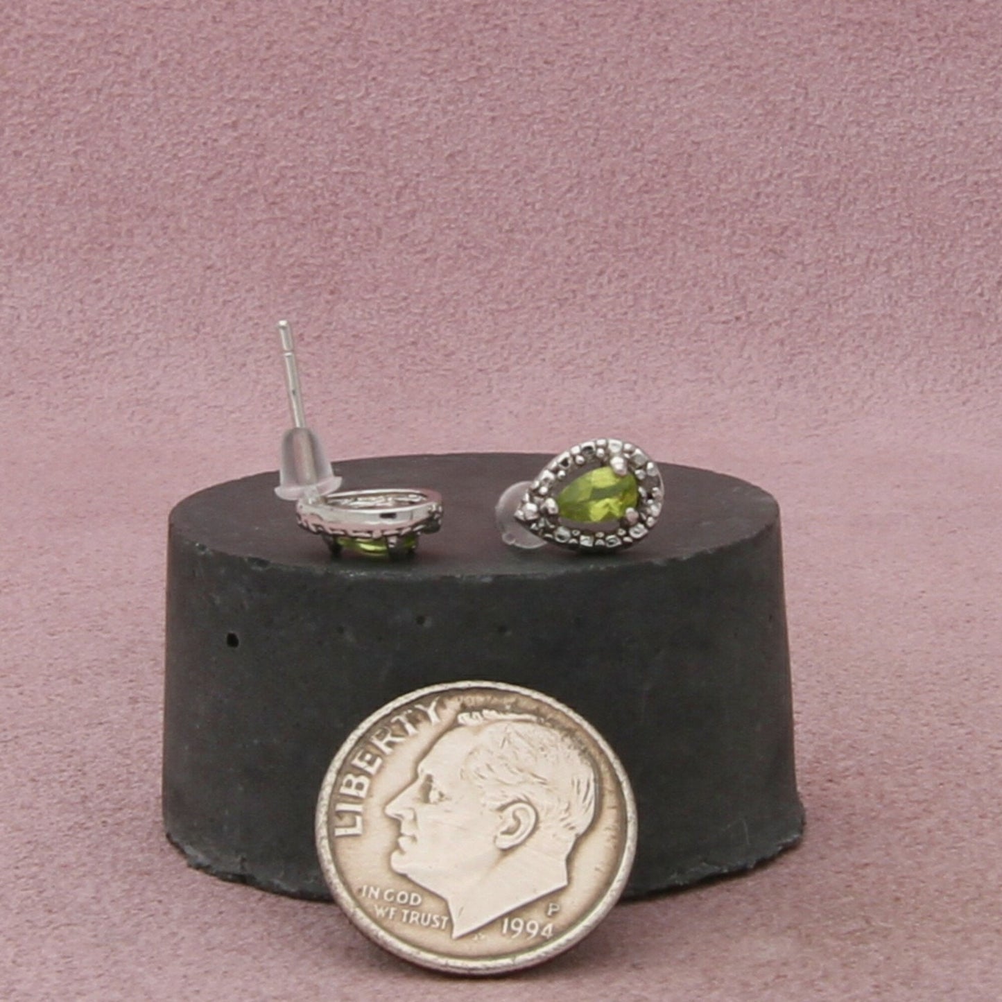 sterling silver diamond accent peridot stud earrings