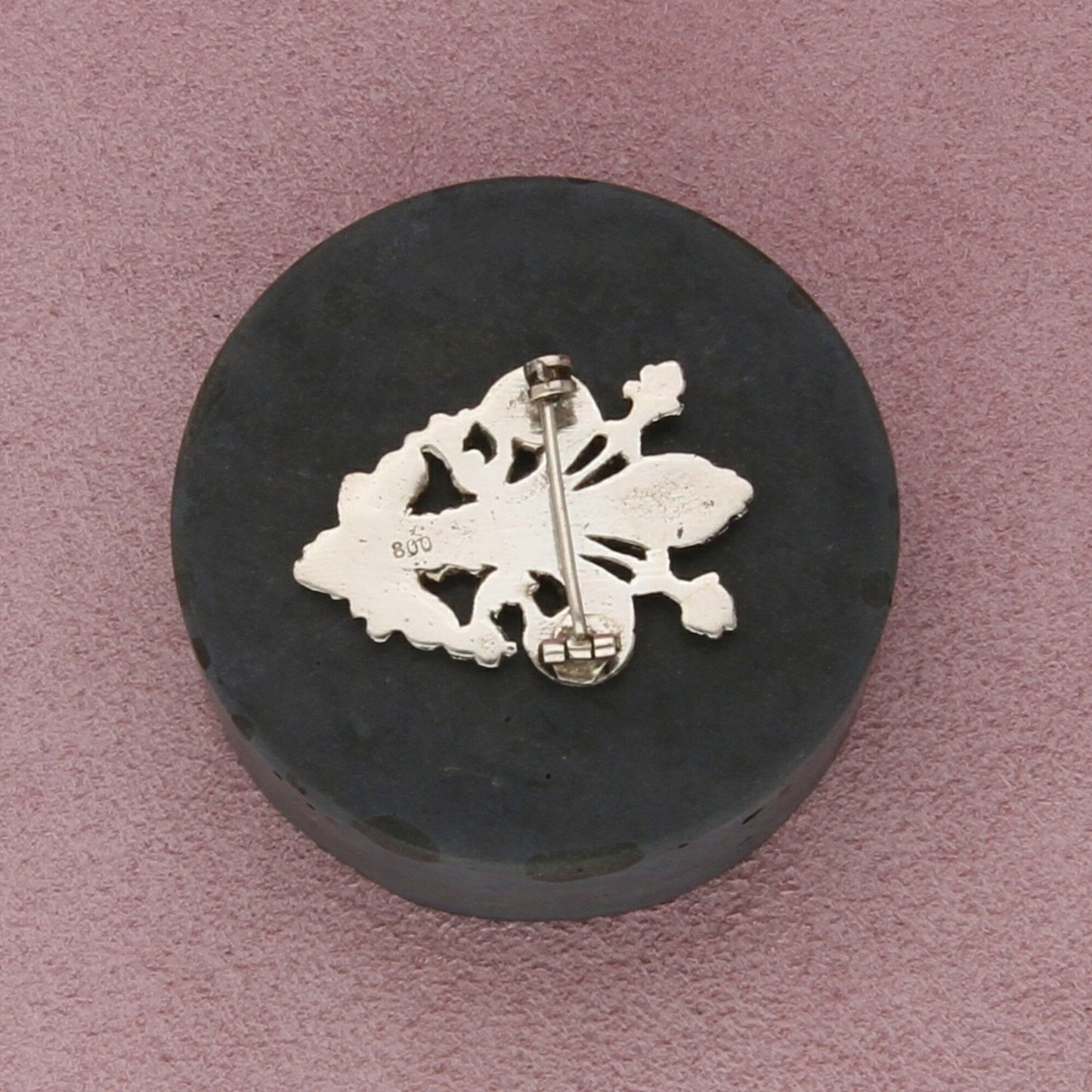800 silver vintage sculpted fleur-de-lis brooch