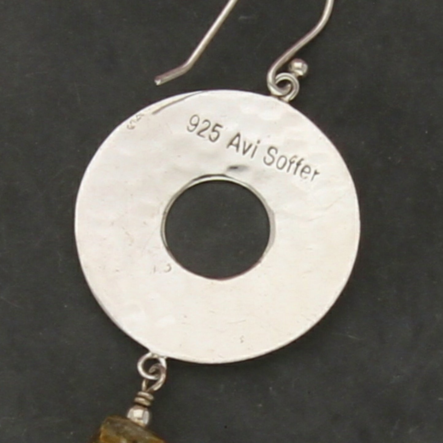 avi soffer sterling silver hammered citrine bead dangle earrings