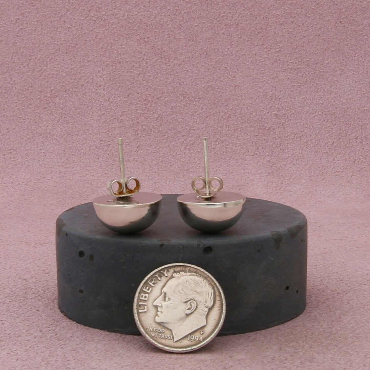 mexico sterling silver vintage dome half ball stud earrings