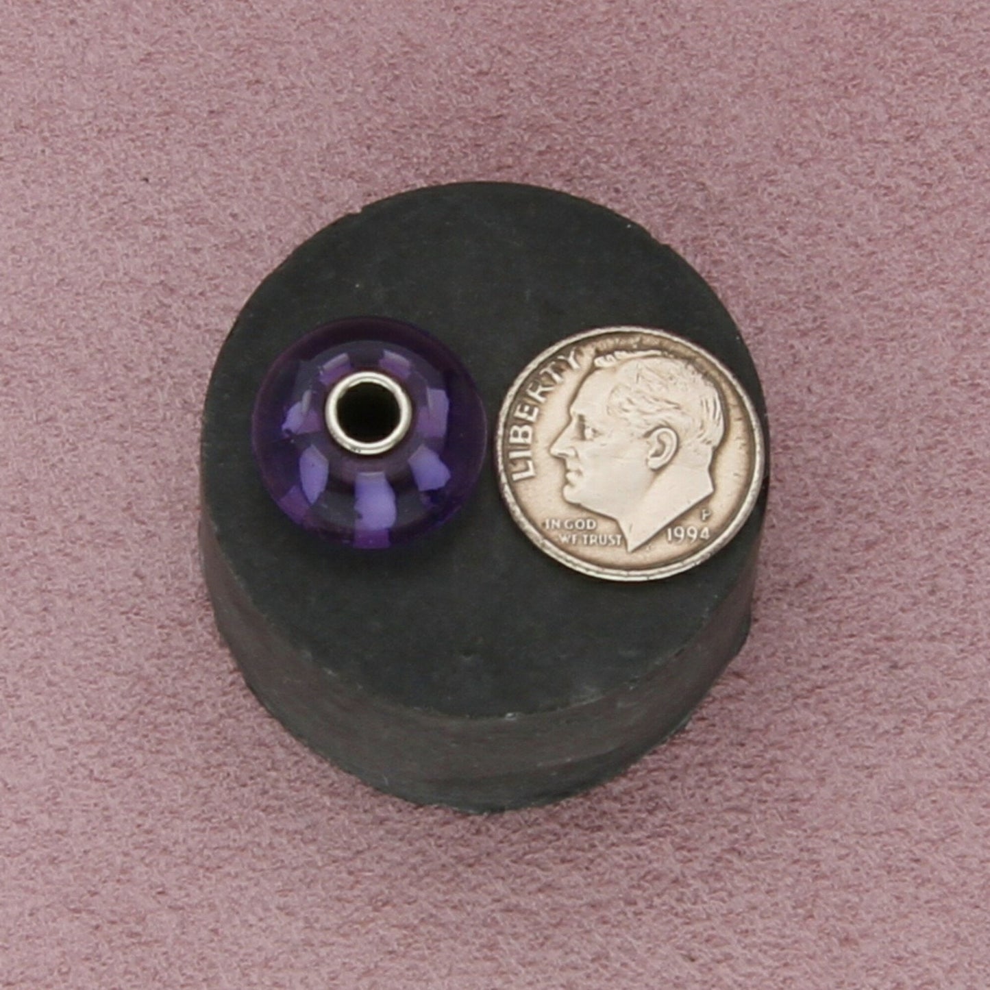 trollbeads sterling silver purple stripe murano glass bead charm