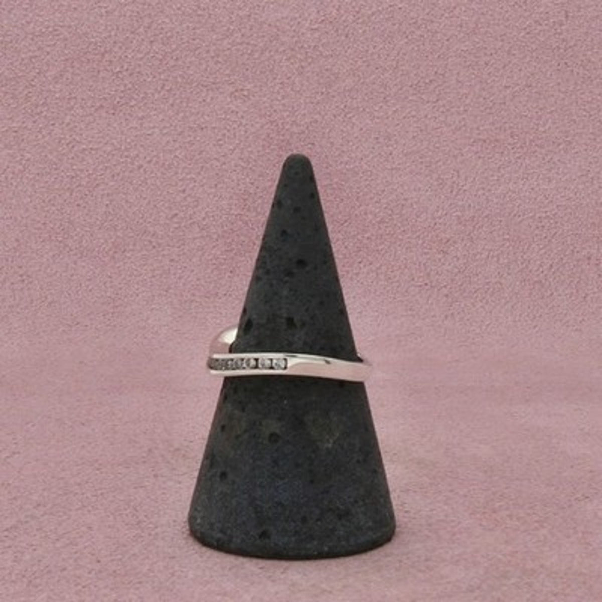 Diamonique Sterling Silver Channel-Set Round C Z Wavy Band Ring Size 7