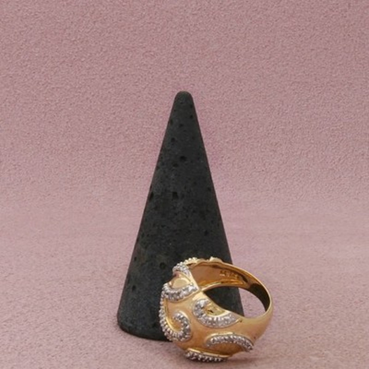 Ross Simons Sterling Silver Gold Plate Diamond Scroll Wide Ring Size 4.75