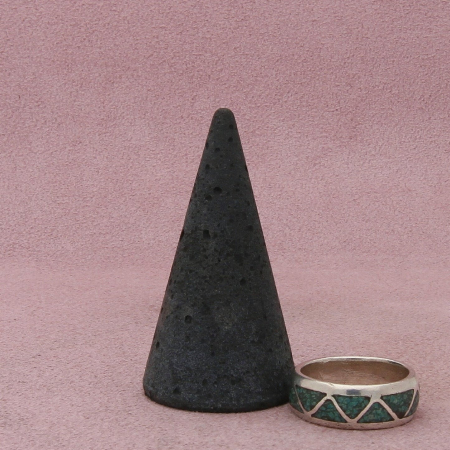 navajo sterling silver vintage crushed turquoise band ring size 6.5