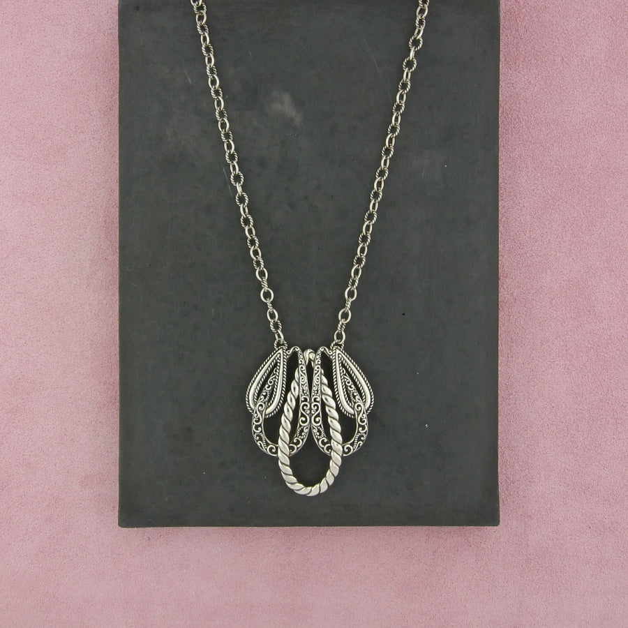 carolyn pollack sterling silver southwestern scroll rope necklace size 16-19in