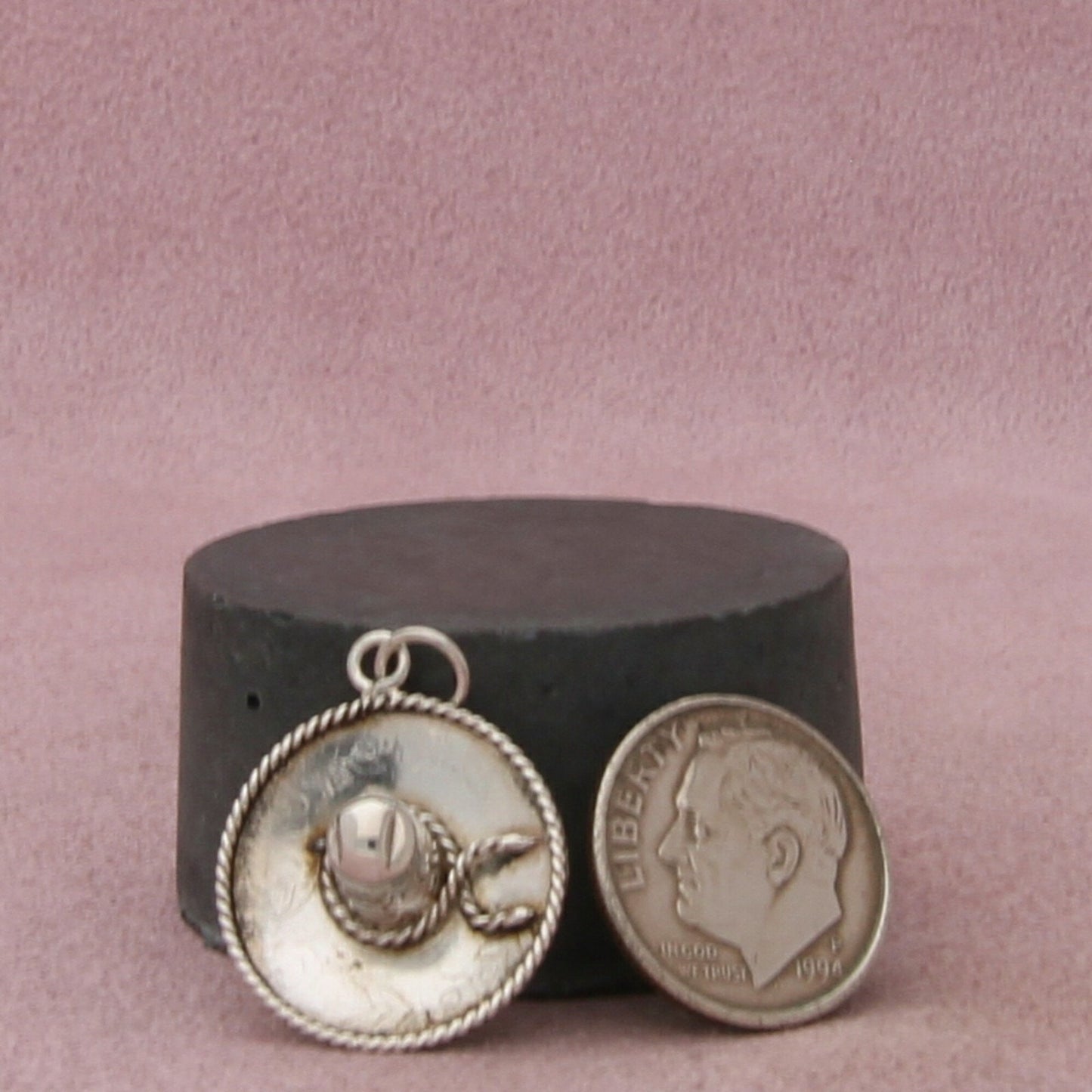 sterling silver vintage 3d mexican sombrero hat charm pendant