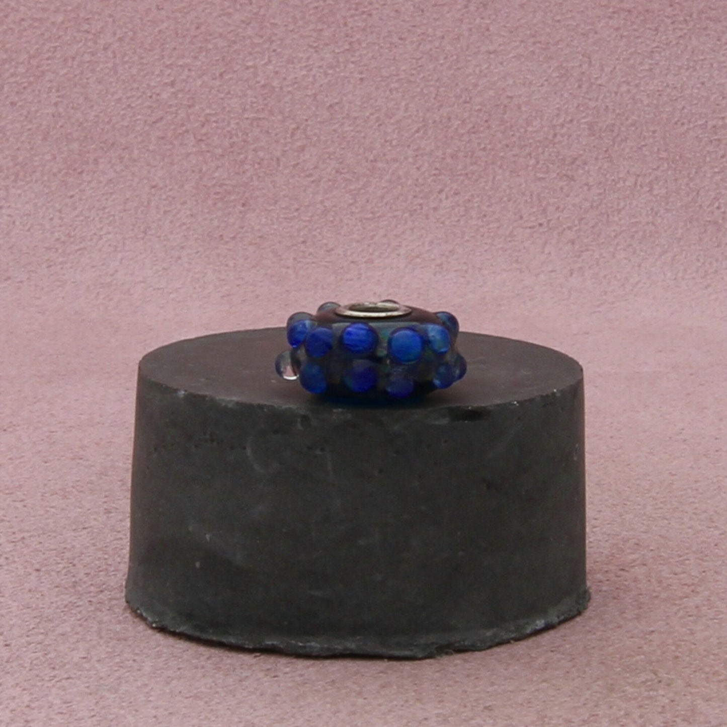 trollbeads sterling silver blue fizz raised dot murano glass bead charm