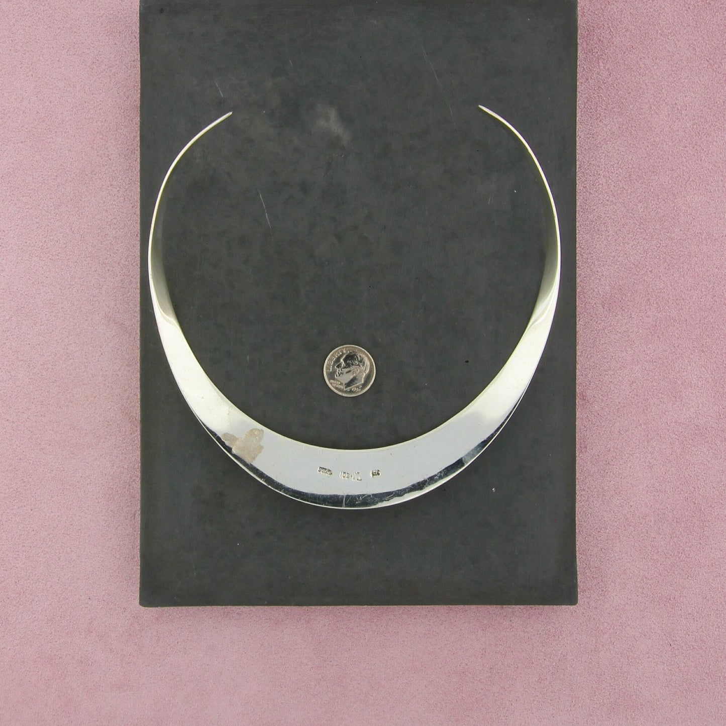 taxco mexico sterling silver vintage modernist collar necklace size 15in