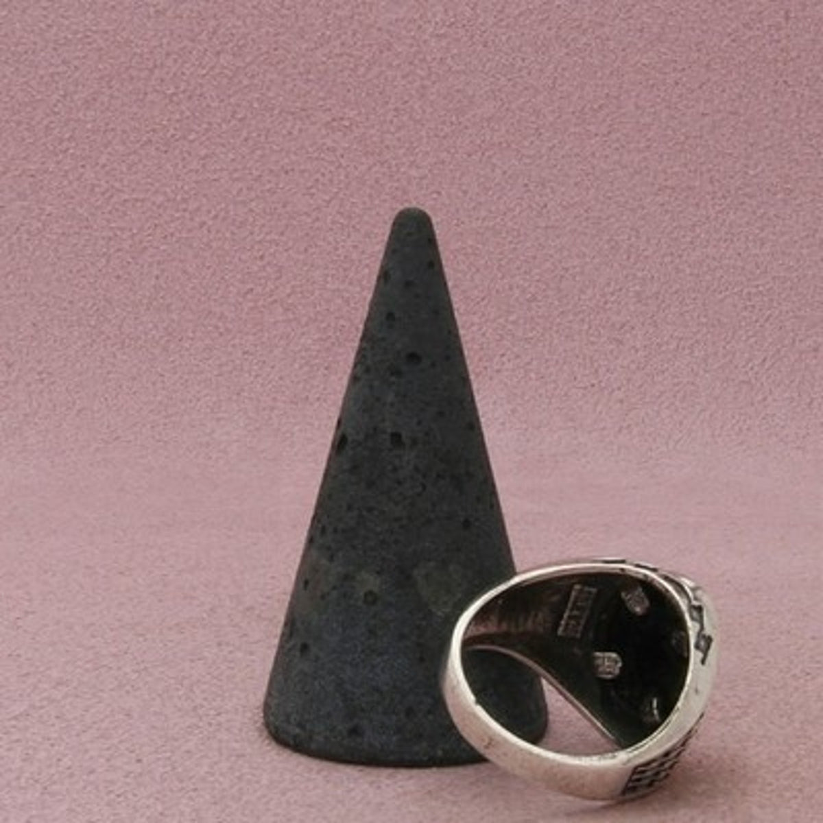 Sterling Silver Men's Vintage Oval Onyx Geometric Signet Ring Size 9
