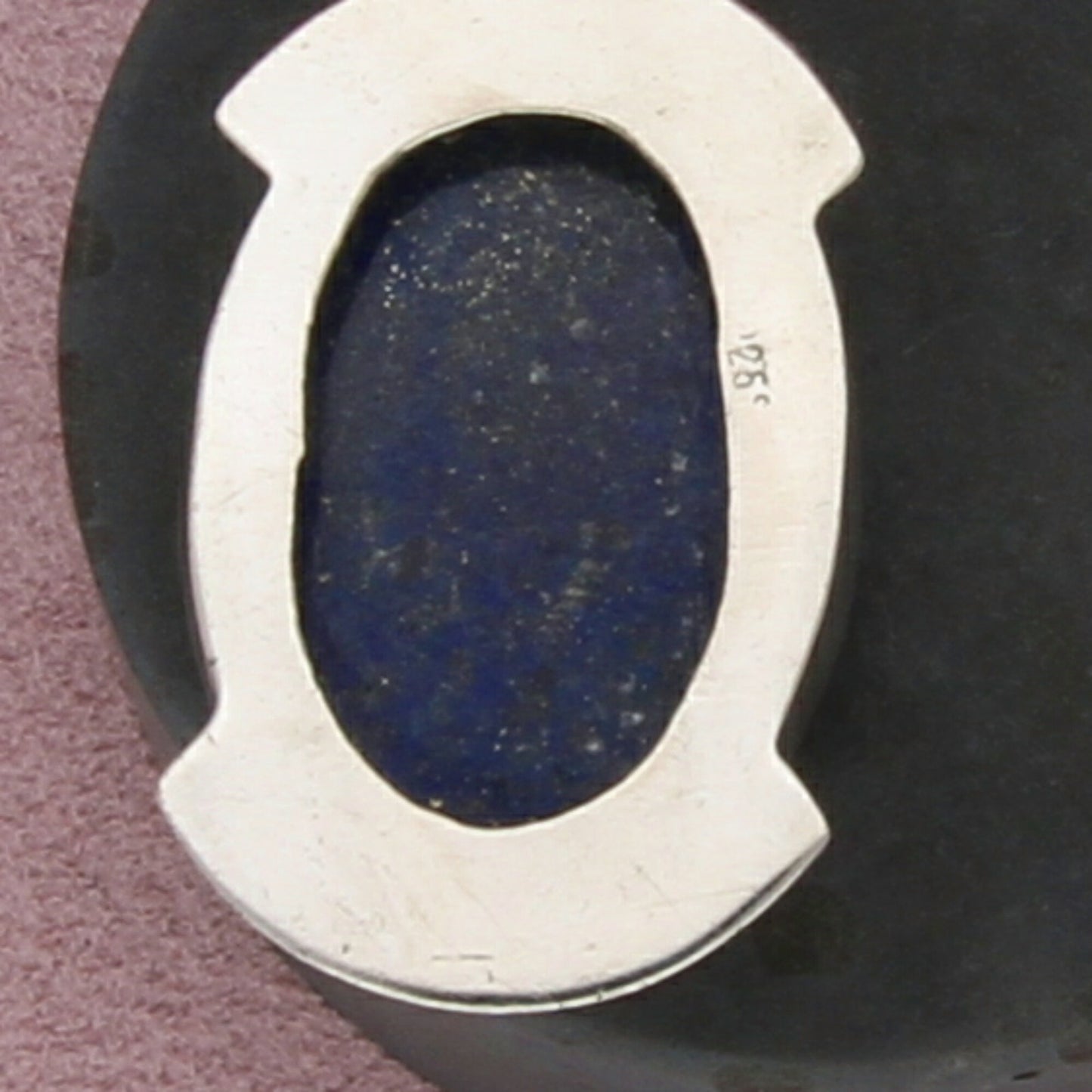 sterling silver vintage bezel-set lapis pendant