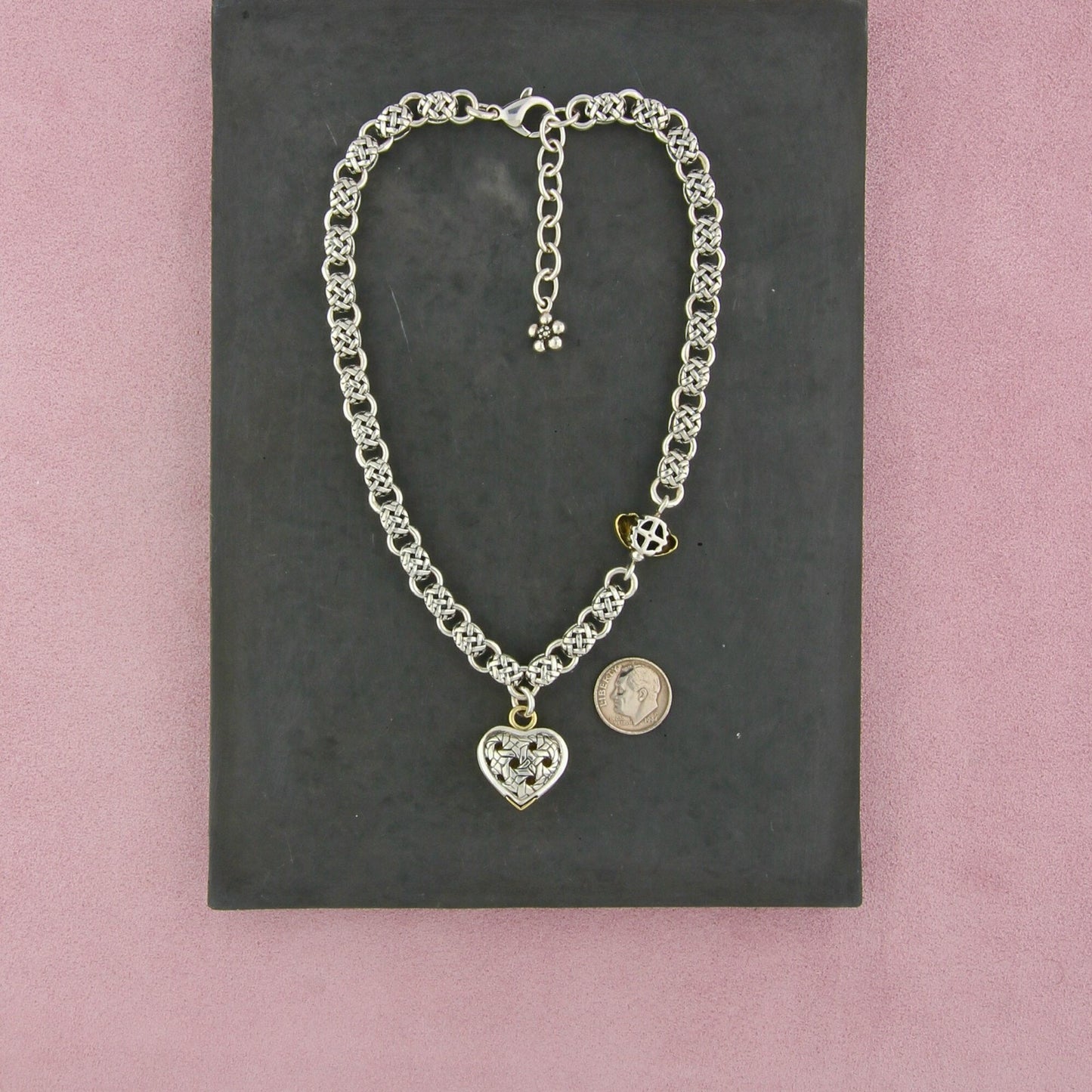 saint by sarah jane sterling silver & 18k gold lucy bee necklace 13.5-15.5in