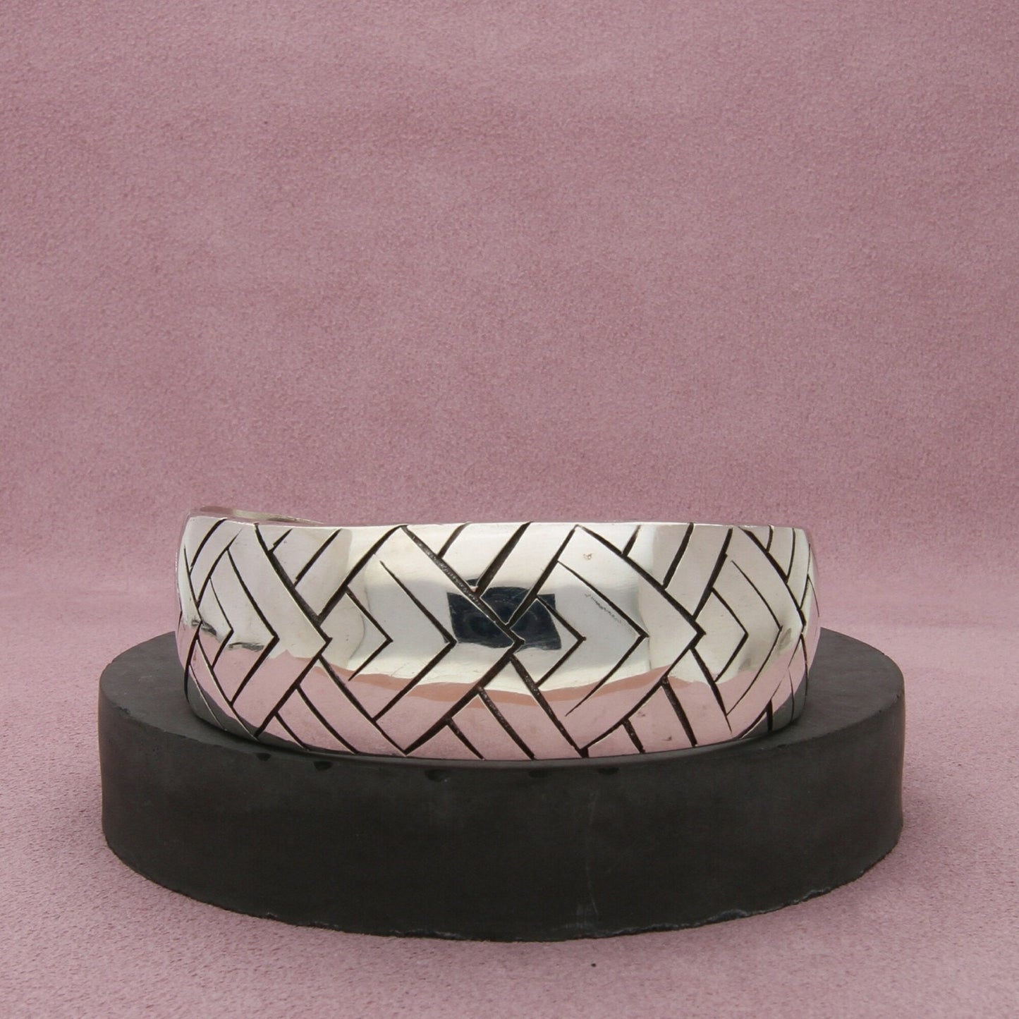 sterling silver vintage bali woven pattern cuff bracelet size 7.5in