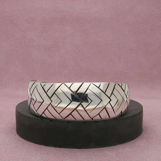 sterling silver vintage bali woven pattern cuff bracelet size 7.5in