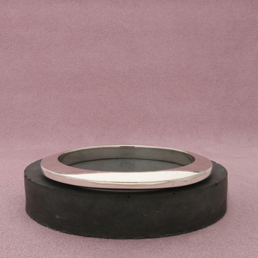 Taxco Mexico Sterling Silver Vintage Round Modernist Bangle Bracelet Size 7.75in