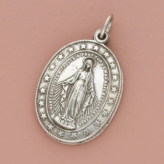 sterling silver vintage us navy sliding virgin mary miraculous medal pendant