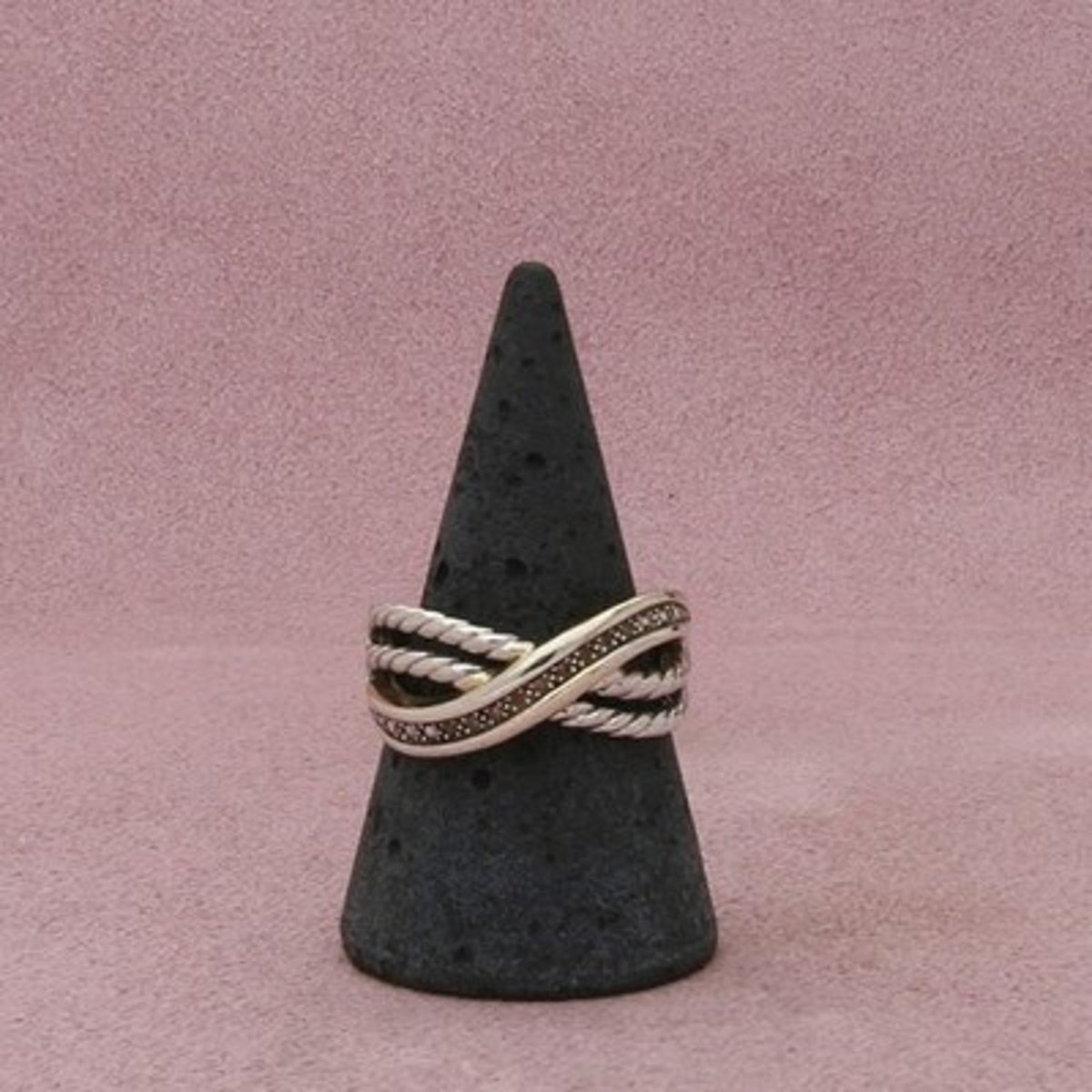 Sterling Silver Diamond Accent Crossover Band Ring Size 9