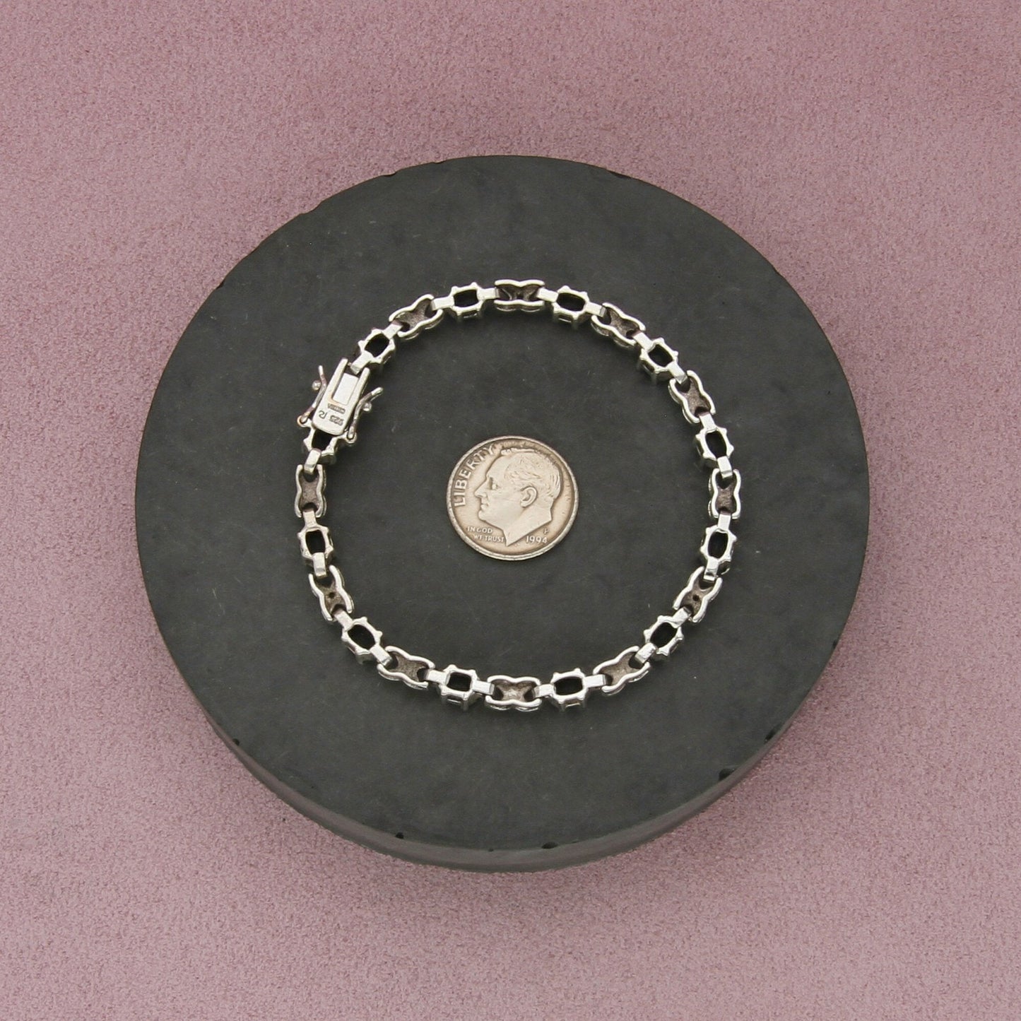 ross simons sterling silver oval-cut sapphire x tennis bracelet size 6.75in