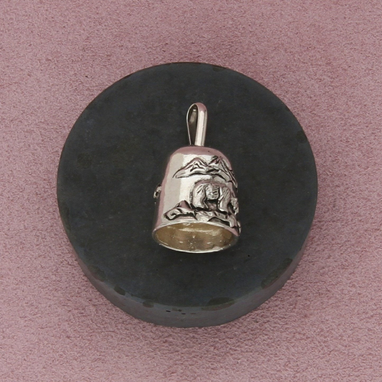 sterling silver vintage alaska bear bell (rings) pendant