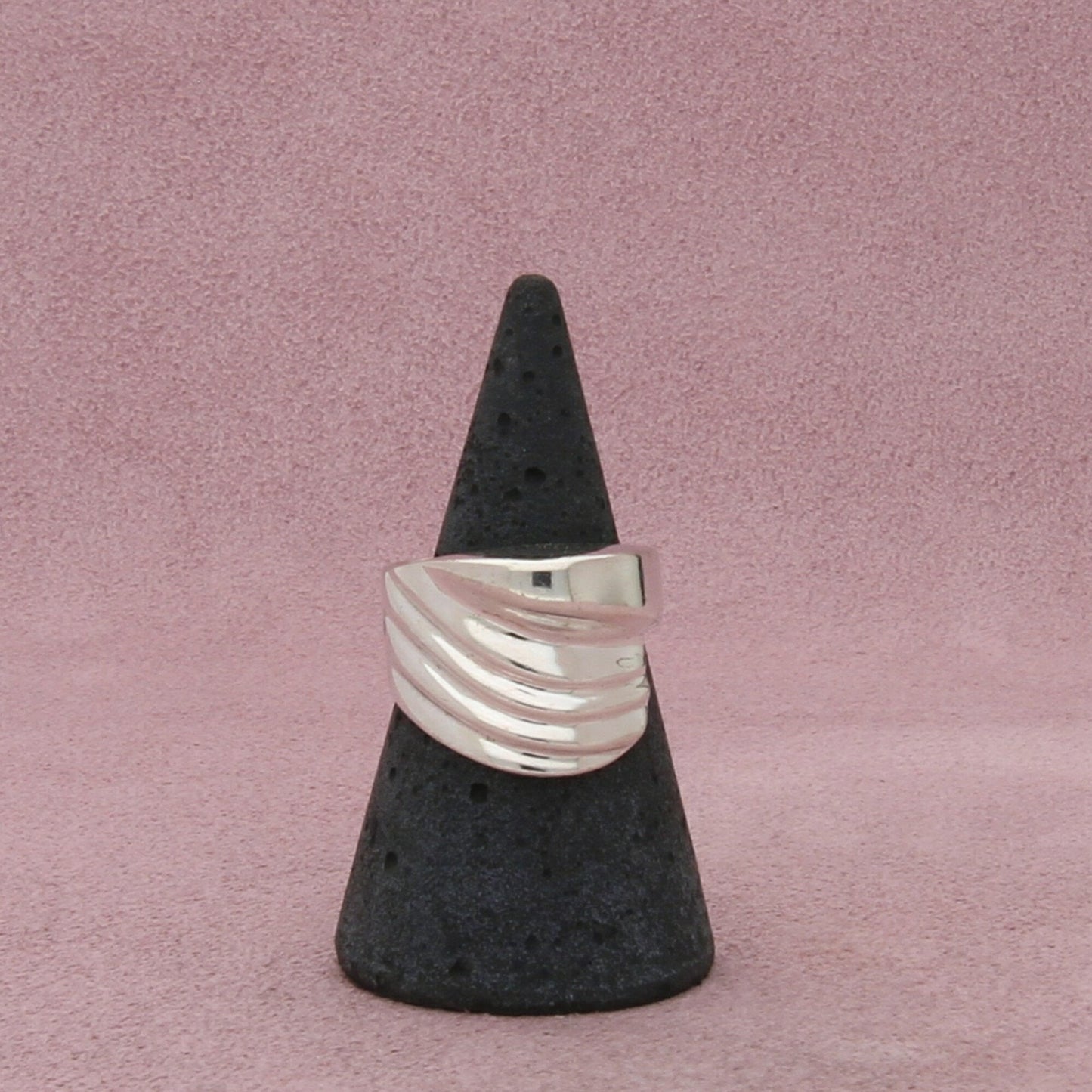 sterling silver vintage modernist ribbed band ring size 6.5