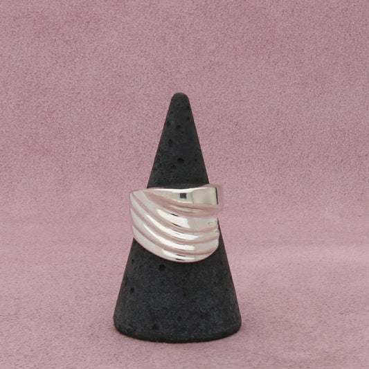 sterling silver vintage modernist ribbed band ring size 6.5