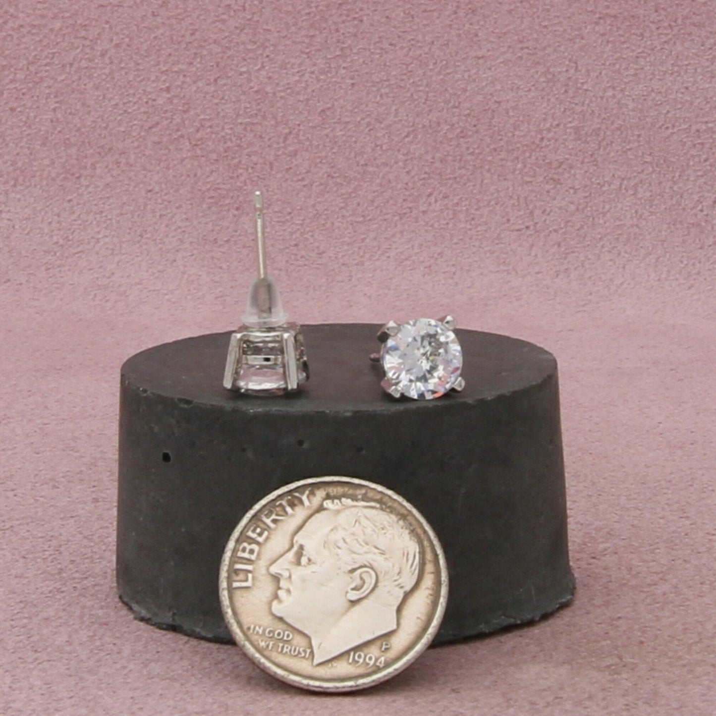 sterling silver round-cut cz stud earrings