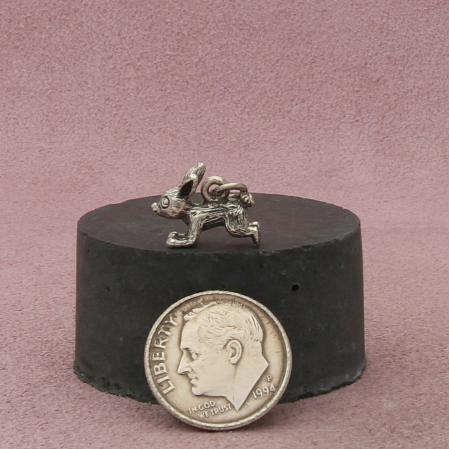 sterling silver vintage 3d bunny rabbit charm pendant