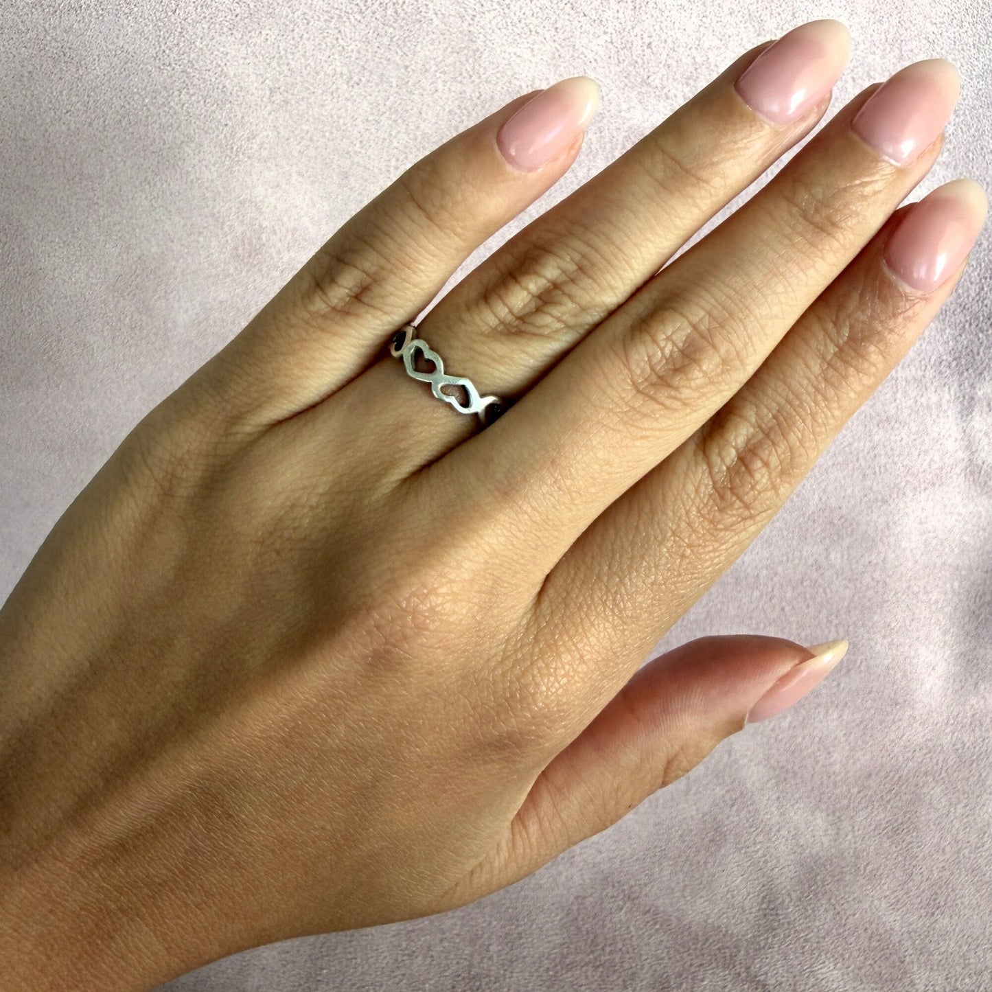 sterling silver hearts band ring size 6