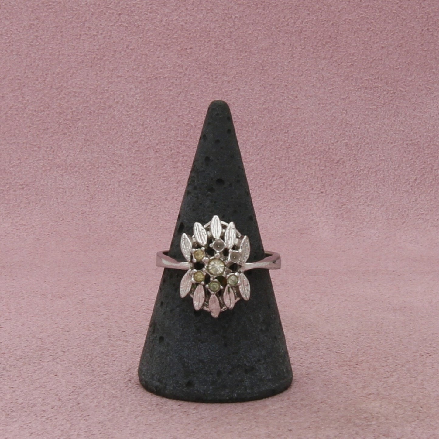 sterling silver vintage art deco paste stone cluster ring size 8.75