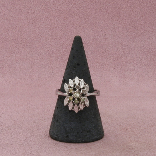 sterling silver vintage art deco paste stone cluster ring size 8.75