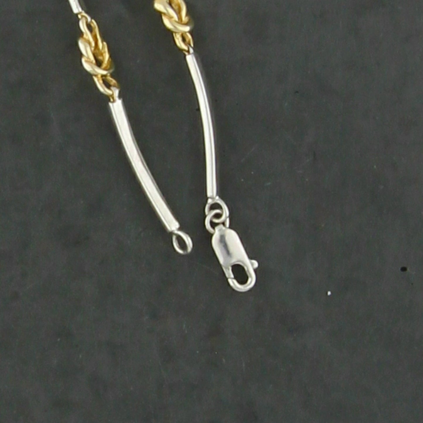 sterling silver two-tones knot link necklace size 16.5in