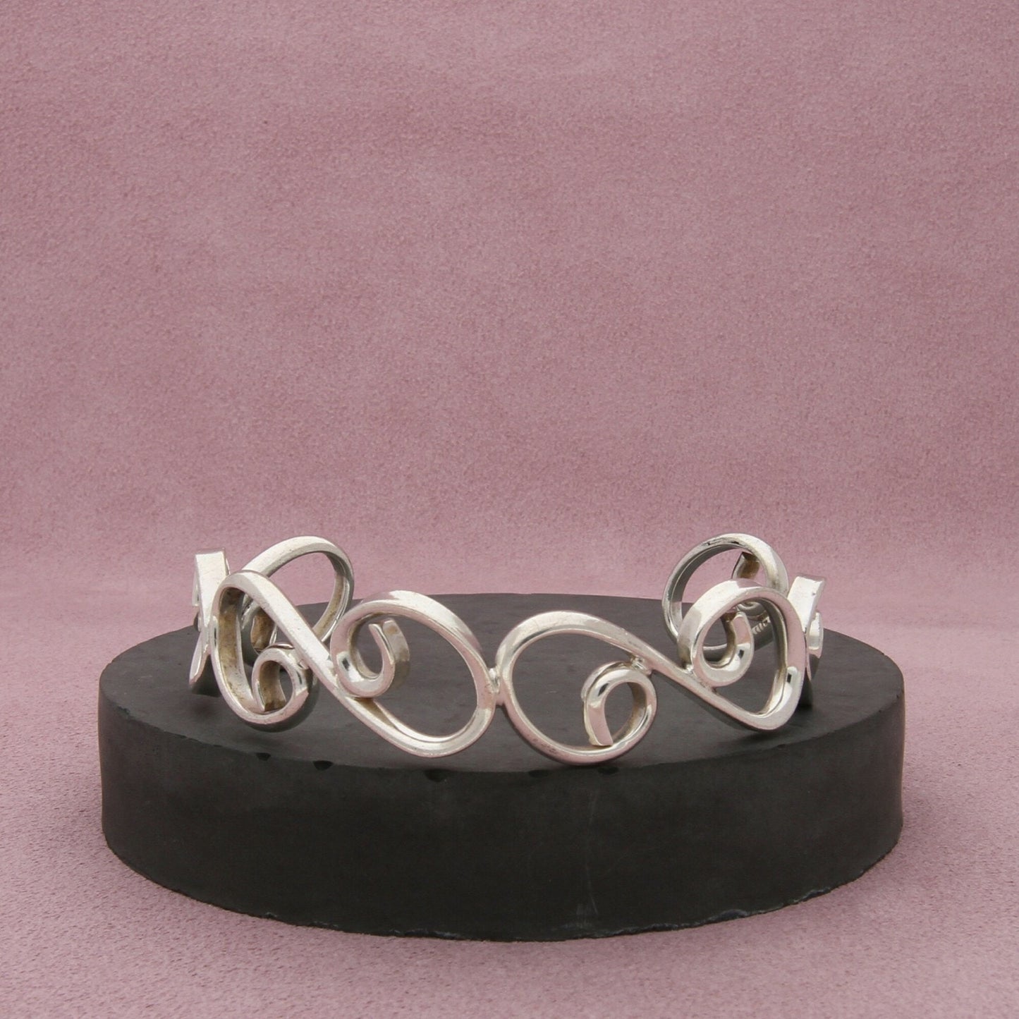 taxco mexico sterling silver vintage scroll cuff bracelet size 7in