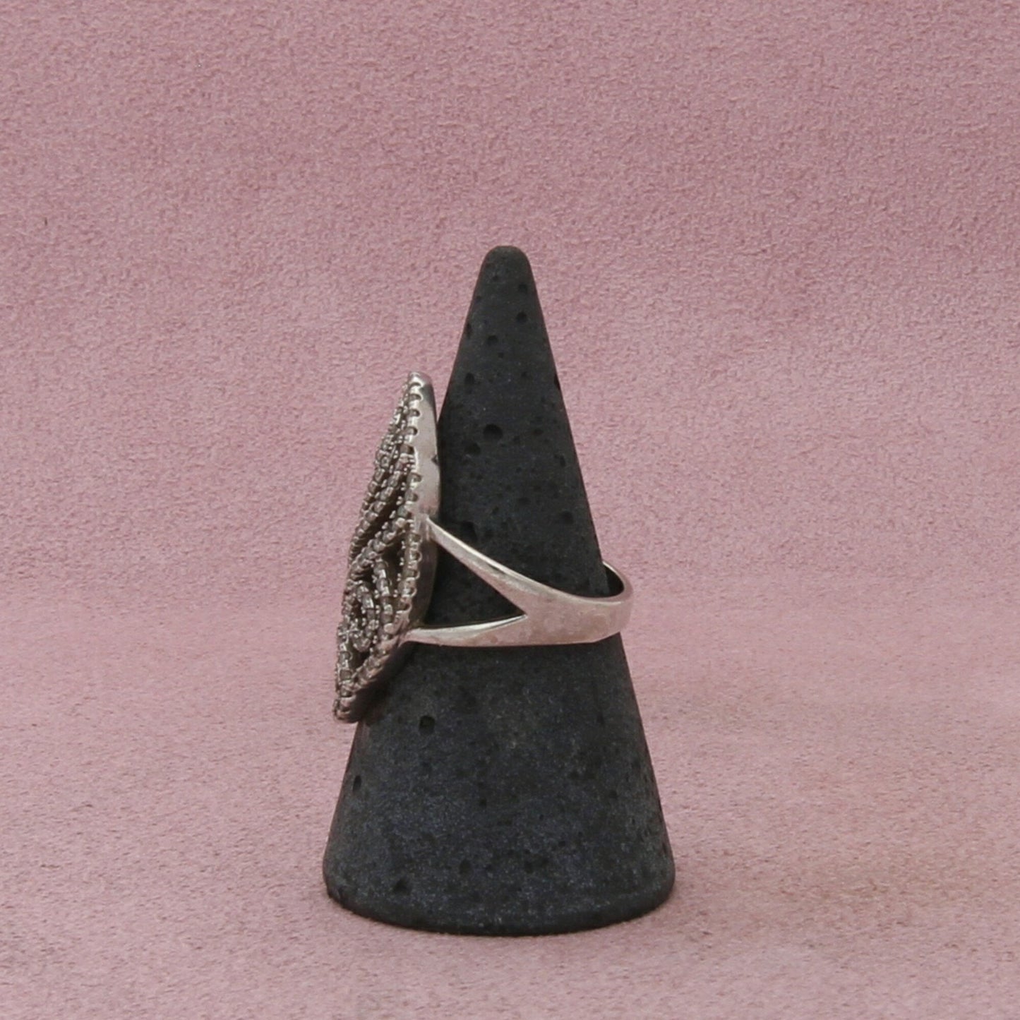 sterling silver elongated cz scroll ring size 7