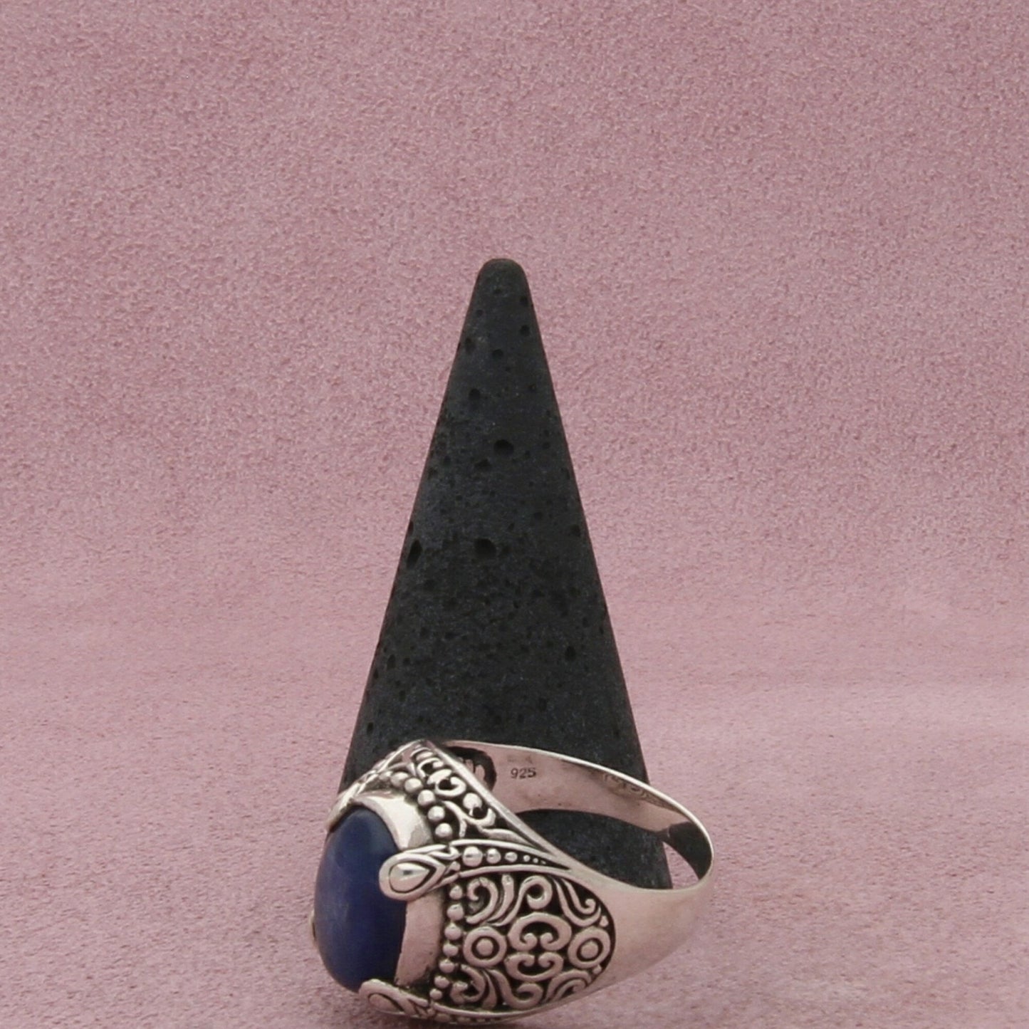 sterling silver beaded scroll kyanite cabochon ring size 9