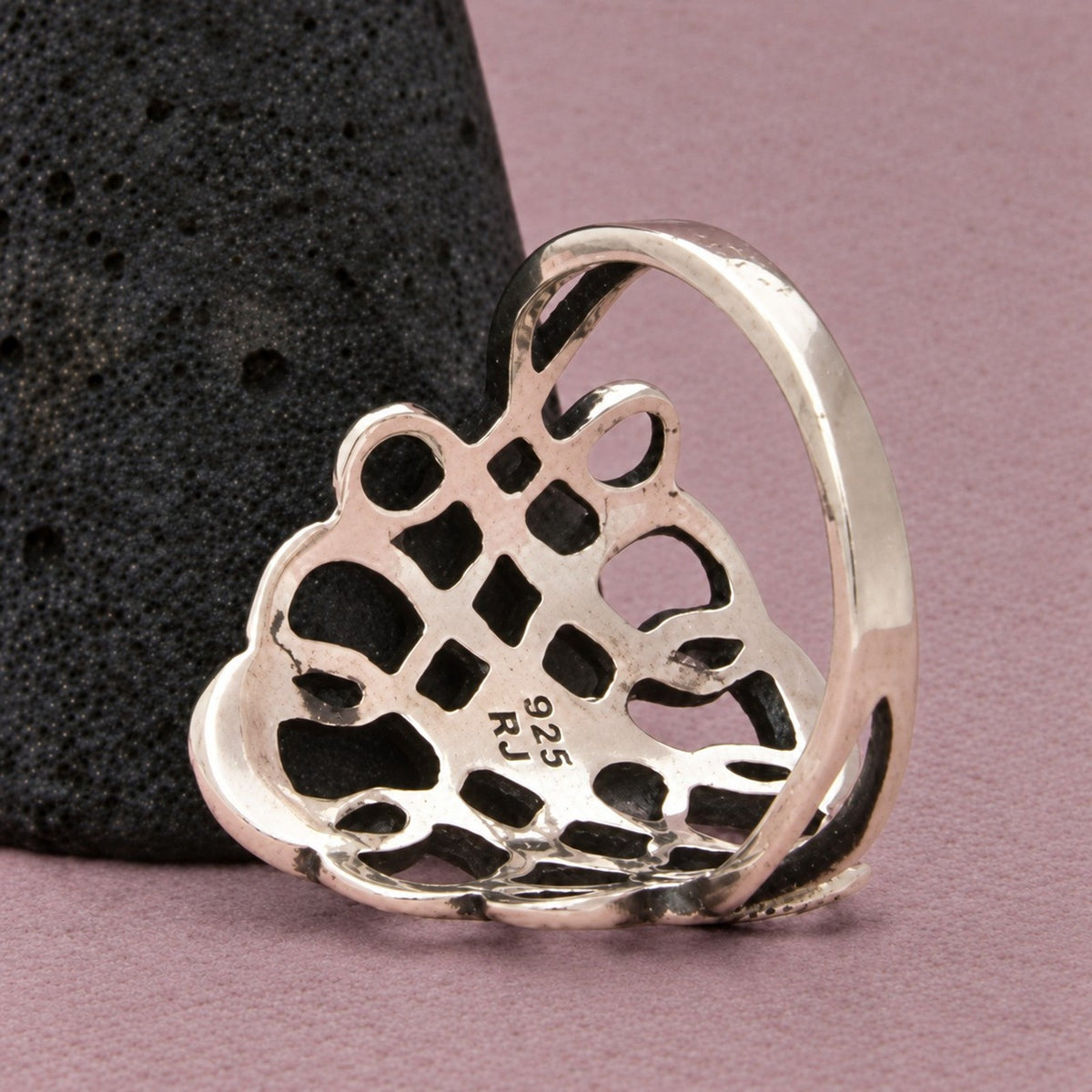 Sterling Silver Marcasite Interlaced Openwork Beaded Border Ring Size 8