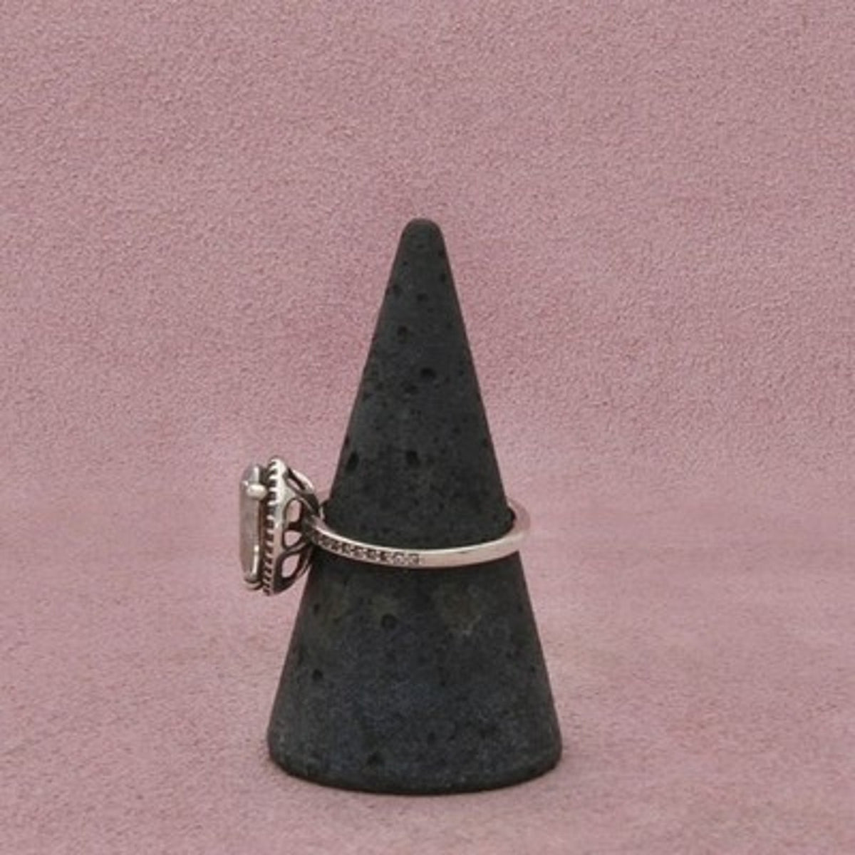 Pandora Sterling Silver Authentic Pear-Cut C Z Beaded Border Ring Size 7.5