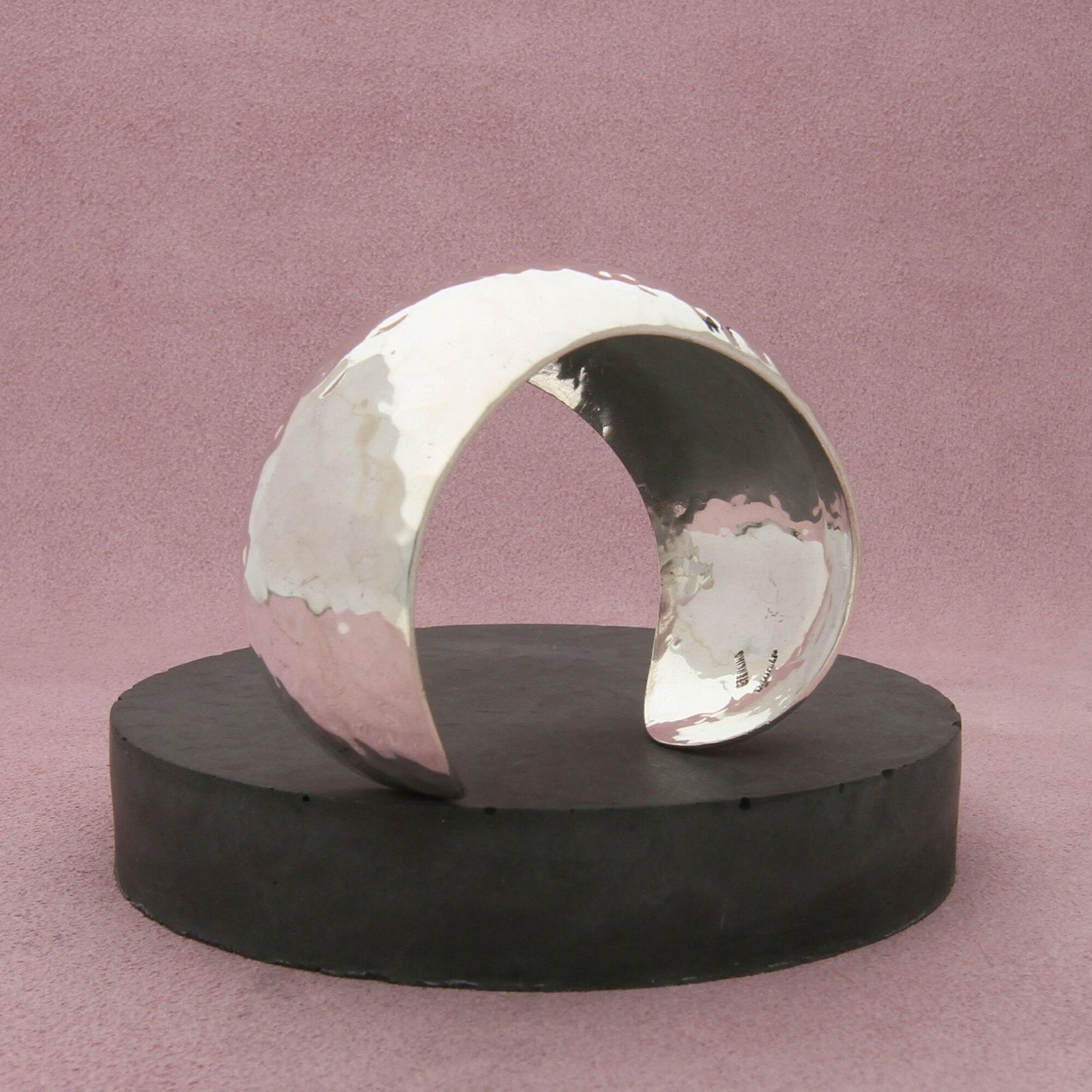 sterling silver vintage signed hammered statement cuff bracelet size 6.5in