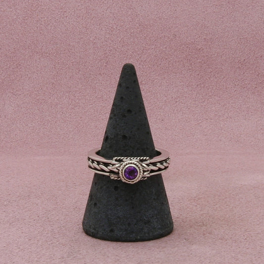 sterling silver vintage braided amethyst spinner band ring size 8.75