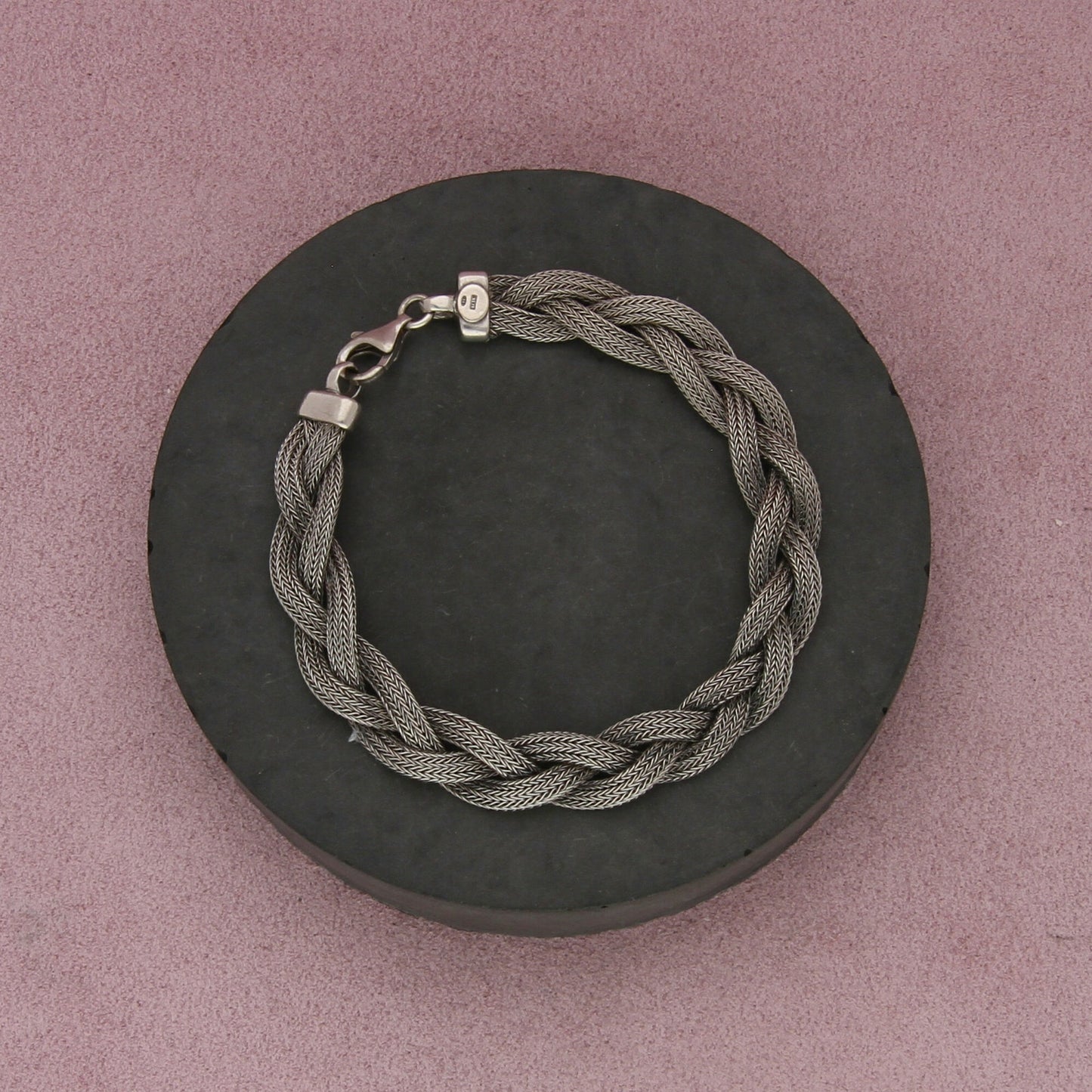 sterling silver italian woven foxtail chain bracelet size 7.5in