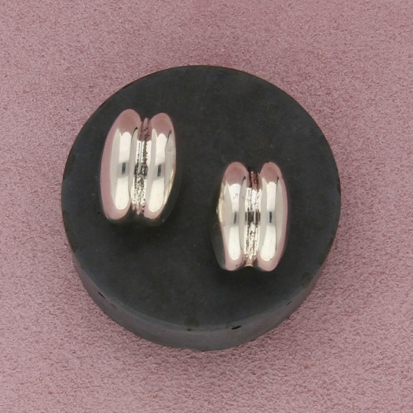 sterling silver & 14k gold posts double dome omega-back earrings
