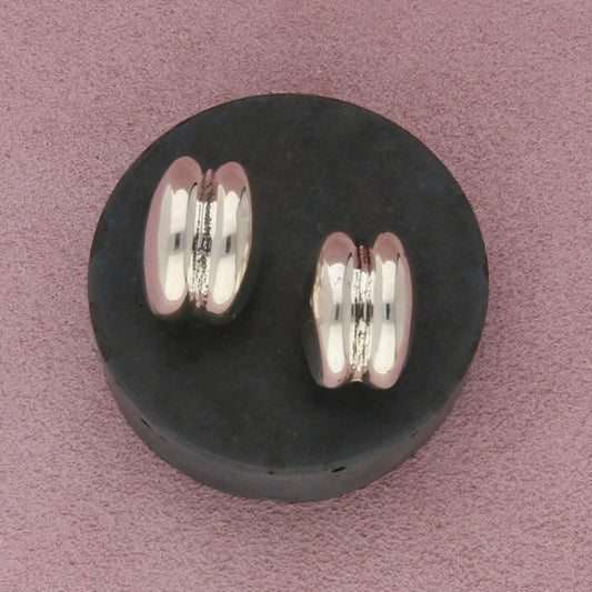 sterling silver & 14k gold posts double dome omega-back earrings