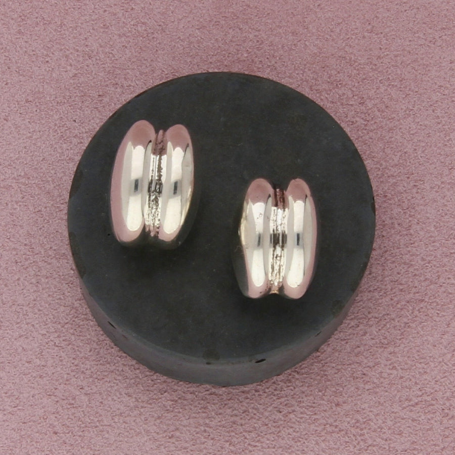 sterling silver & 14k gold posts double dome omega-back earrings