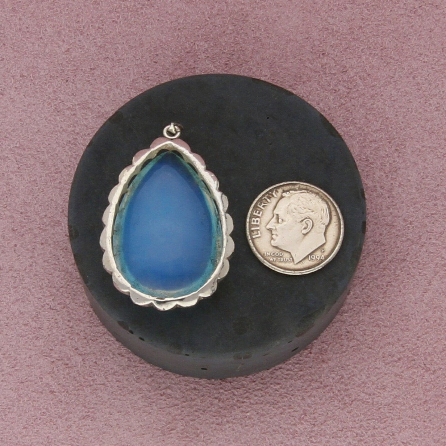 sterling silver water opal drop pendant