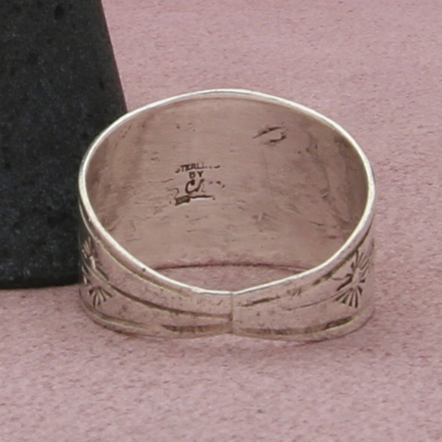 navajo sterling silver mens vintage s chee stamped cigar band ring size 11.25