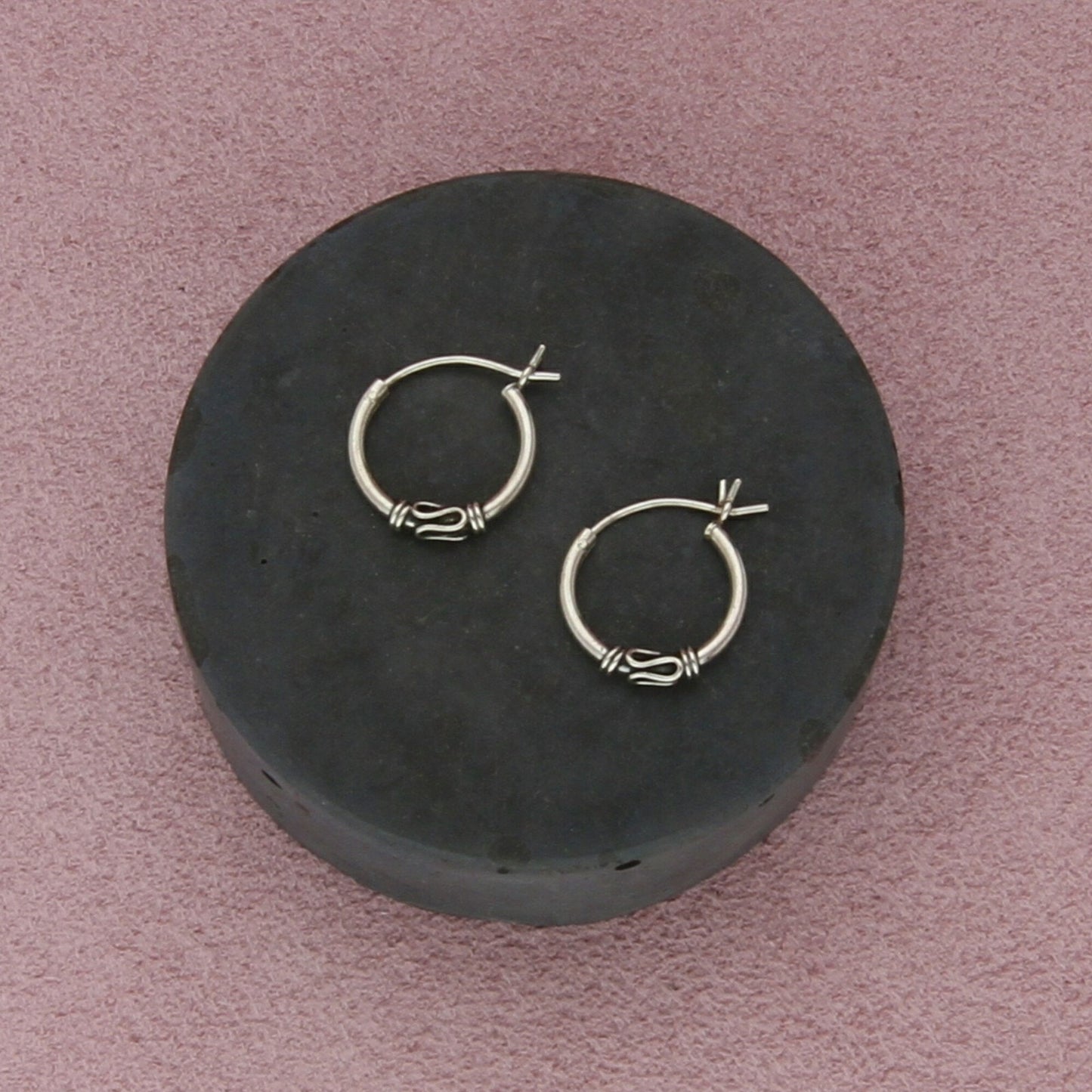 sterling silver bali eternal loops huggie hoop earrings
