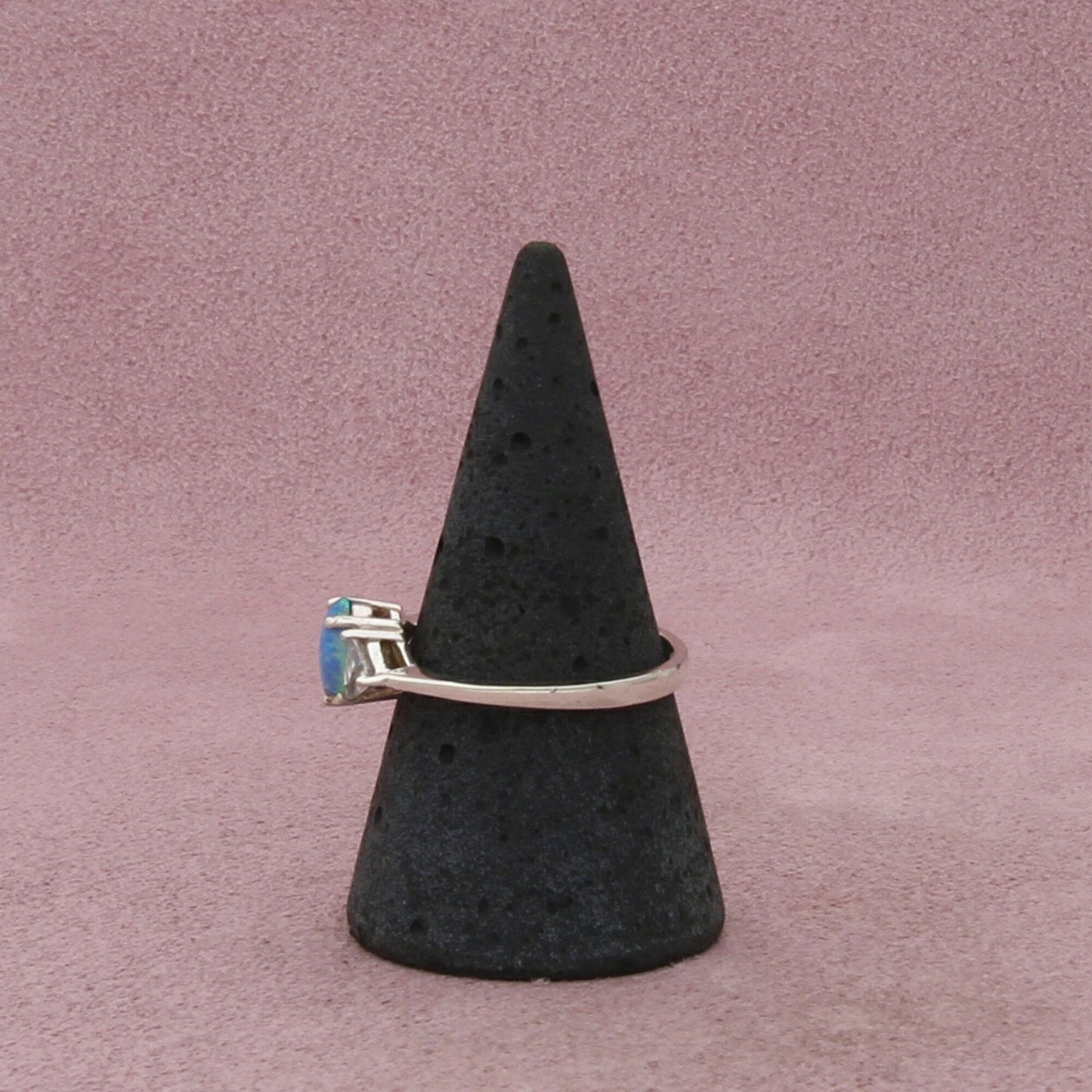sterling silver fire opal & cz ring size 8.75